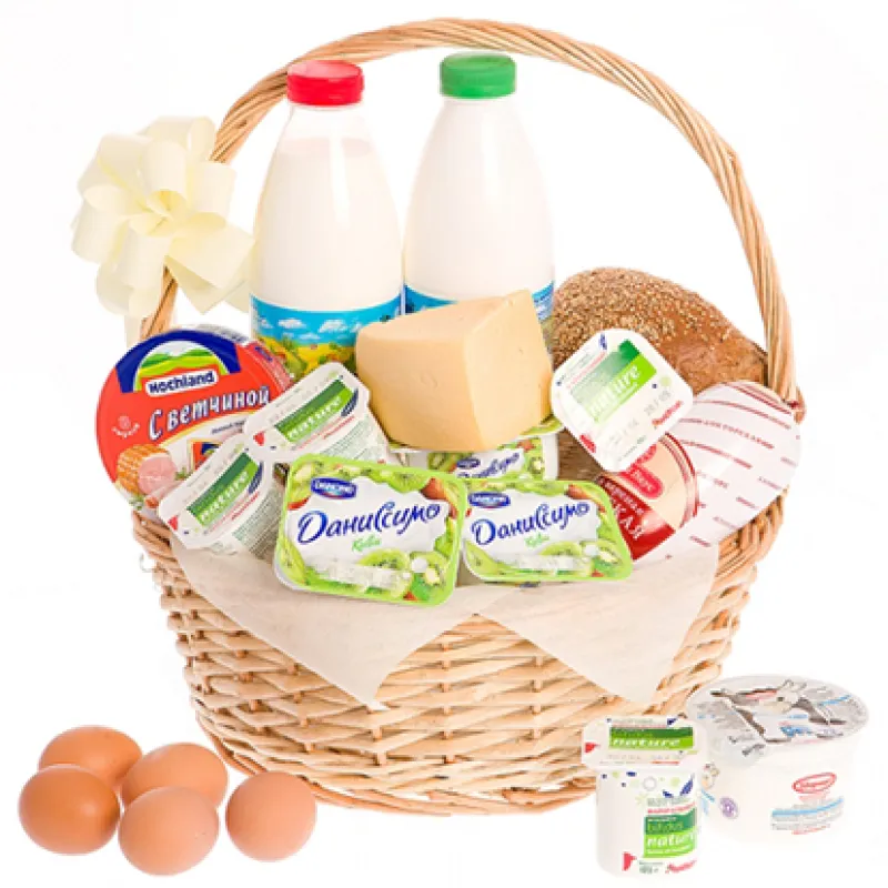 Корзинка свежих продуктов с хлебом и молоком, доставка Новотроицк